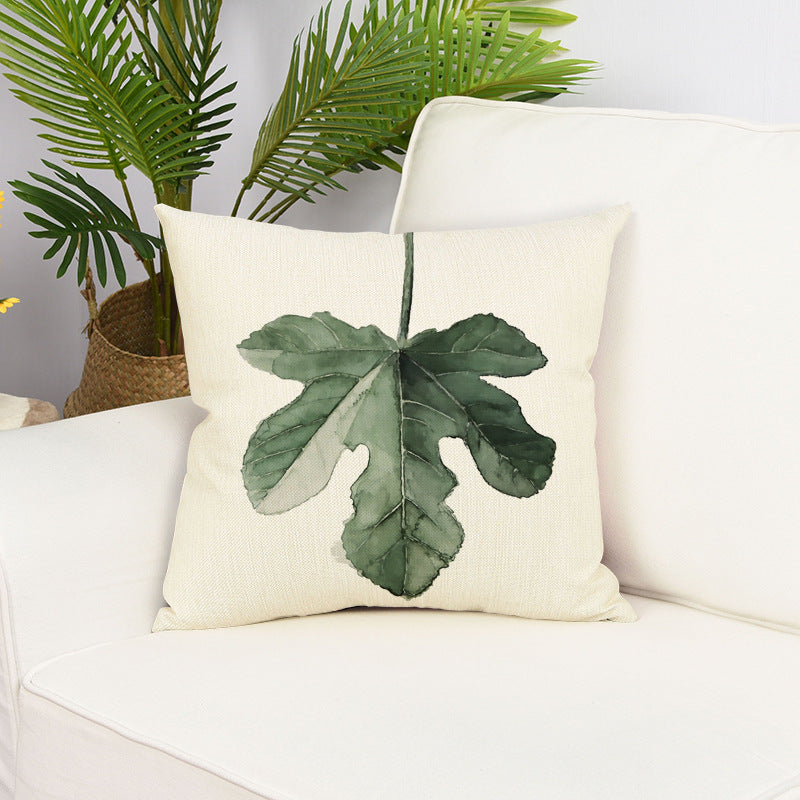 Green Small Leaf Plant Pillow Cover