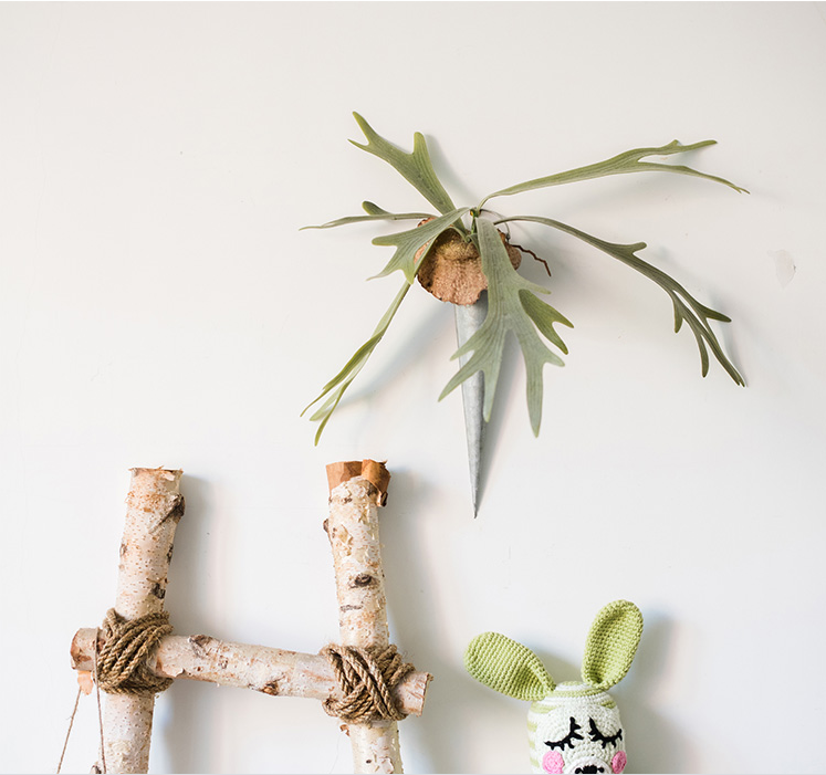 Large Faux Staghorn Fern Tropical Plant Wall Decor